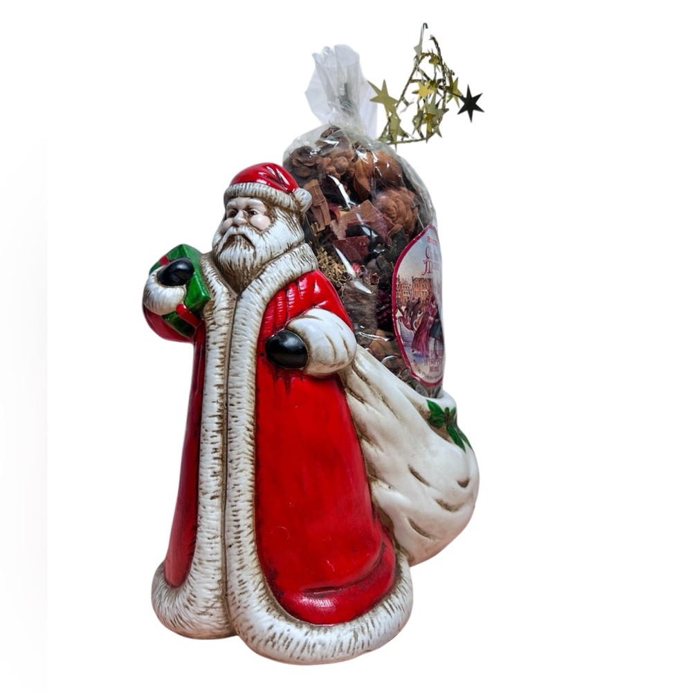 Vintage 1991 Claire Burke Ceramic Santa Claus Potpourri Holder Holiday Christmas